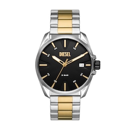 Diesel Men's Black Dial Two-Tone Stainless Steel Bracelet Watch