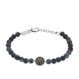 Diesel Men's Black Agate Beaded Bracelet