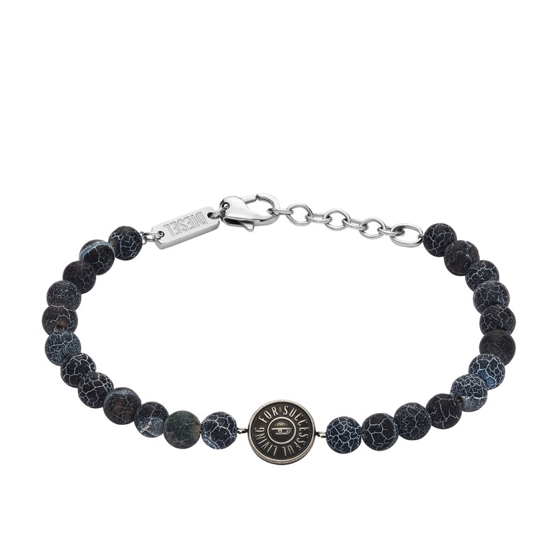 Main Image 1 of Diesel Men's Black Agate Beaded Bracelet