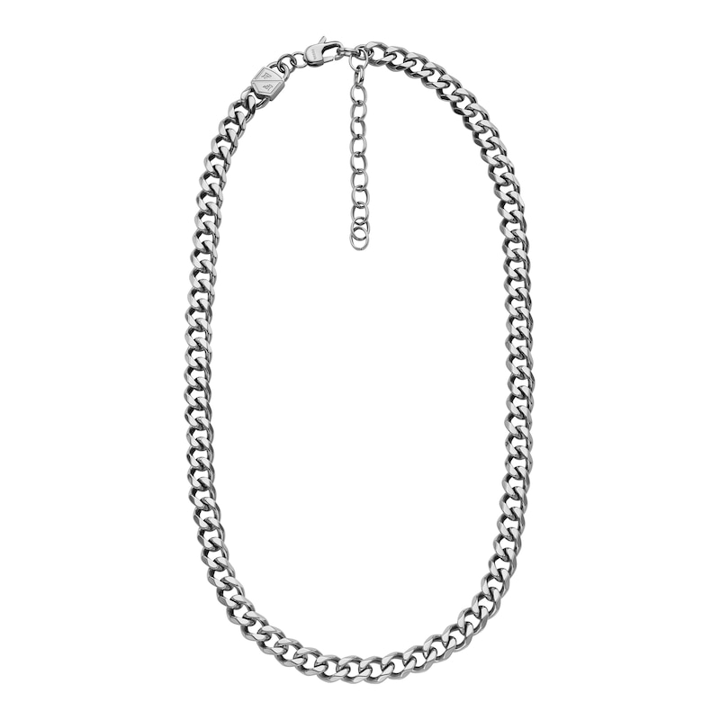 Fossil Men's Bold Stainless Steel Curb Chain Necklace | H.Samuel