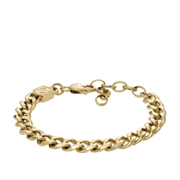 Fossil Men's Bold Gold Tone Stainless Steel Curb Chain Bracelet