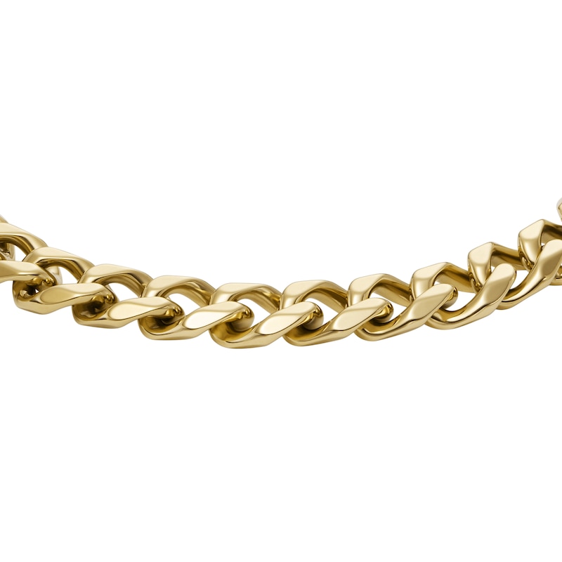 Fossil Men's Bold Gold Tone Stainless Steel Curb Chain Bracelet H.Samuel