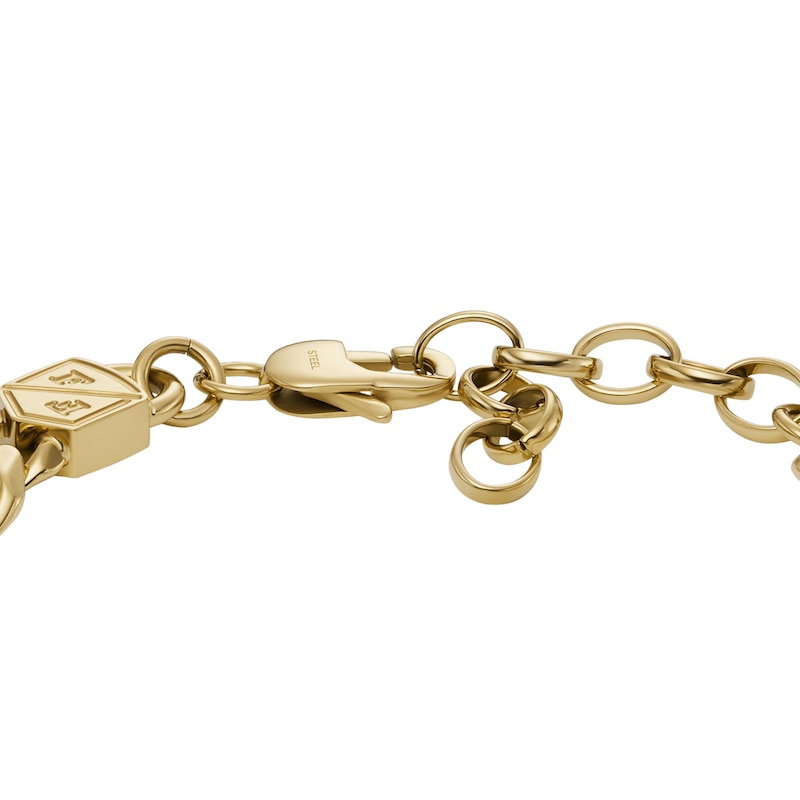 Fossil Men's Bold Gold Tone Stainless Steel Curb Chain Bracelet H.Samuel