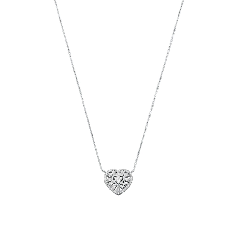 Main Image 1 of Michael Kors Love Ladies' Sterling Silver & Cubic Zirconia Heart Pendant Necklace