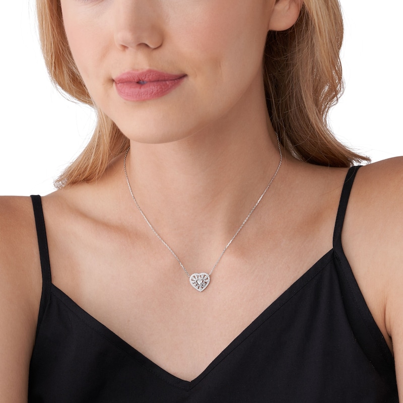 Main Image 3 of Michael Kors Love Ladies' Sterling Silver & Cubic Zirconia Heart Pendant Necklace