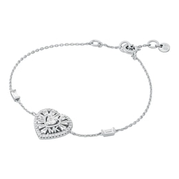 Michael Kors Love Ladies' Sterling Silver & Cubic Zirconia Heart Chain Bracelet