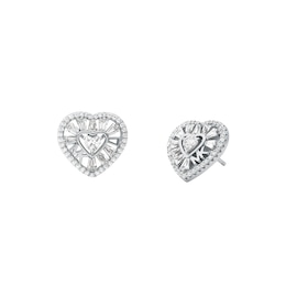 Michael Kors Love Ladies' Sterling Silver & Cubic Zirconia Heart Stud Earrings