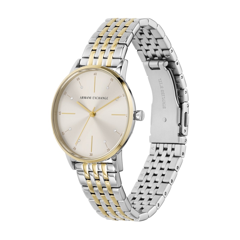 Armani Exchange Ladies' Beige Dial Stainless Steel Bracelet Watch