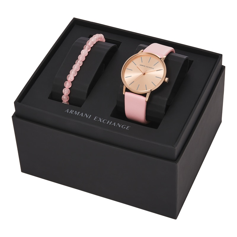 Armani Exchange Ladies' Rose Gold Tone Bracelet & Stainless Steel Bracelet Watch Set