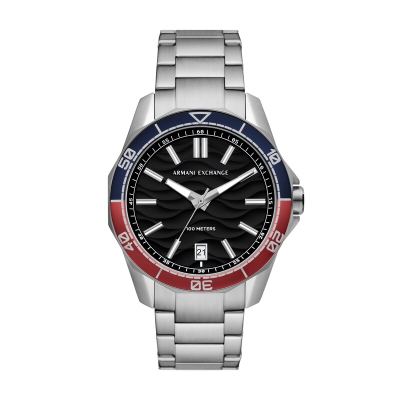 Main Image 1 of Armani Exchange Men's Black Wave Textured Dial Stainless Steel Bracelet Watch