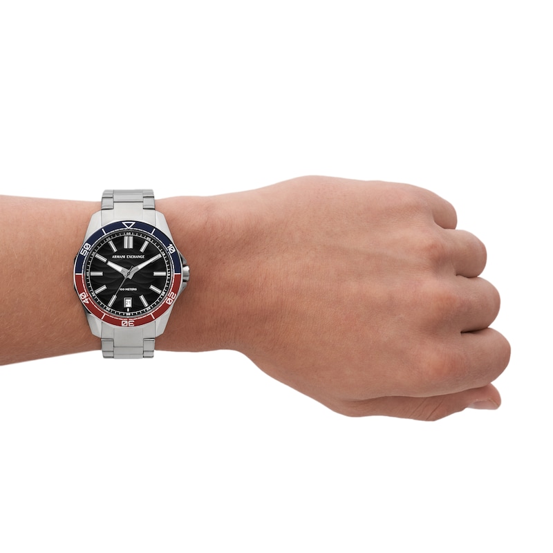 Main Image 5 of Armani Exchange Men's Black Wave Textured Dial Stainless Steel Bracelet Watch