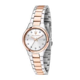 Maserati Attrazione Ladies' Silver Crystal Dot Dial Two Tone Bracelet Watch