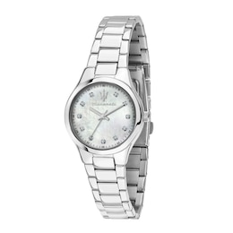 Maserati Attrazione Ladies' Mother Of Pearl Crystal Dot Dial Stainless Steel Bracelet Watch