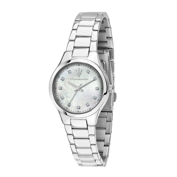 Maserati Attrazione Ladies Mother Of Pearl Crystal Dot Dial Stainless Steel Bracelet Watch