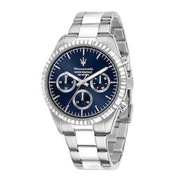Maserati Competizione Men's Blue Chronograph Dial Stainless Steel Bracelet Watch