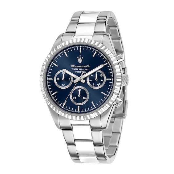 Maserati Competizione Mens Blue Chronograph Dial Stainless S