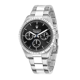 Maserati Competizione Men's Black Chronograph Dial Stainless Steel Bracelet Watch