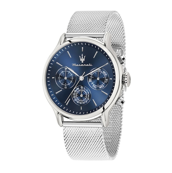 Maserati Epoca Mens Blue Chronograph Dial Stainless Steel Me