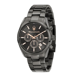 Maserati Attrazione Men's Rose Gold Accents Black Gunmetal Bracelet Watch