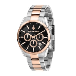 Maserati Attrazione Men's Black Dial Two Tone Bracelet Watch
