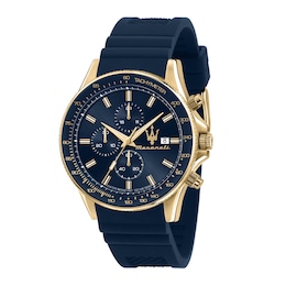 Maserati Sfida Men's Blue Chronograph Dial Blue Silicone Strap Watch