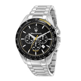 Maserati Traguardo Men's Black Chronograph Dial Stainless Steel Bracelet Watch