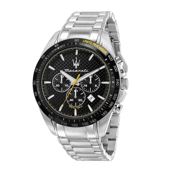 Maserati Traguardo Mens Black Chronograph Dial Stainless Ste