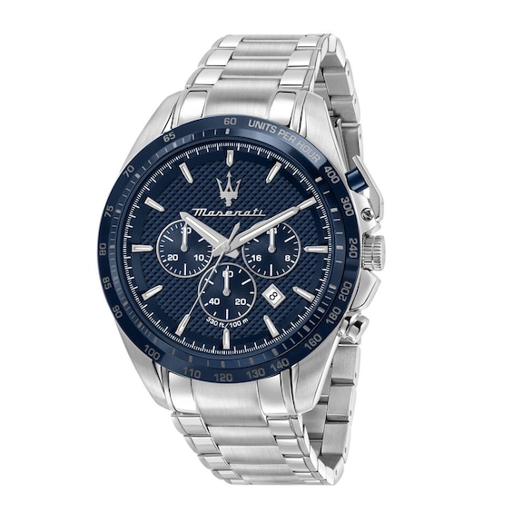 Maserati Traguardo Mens Blue Chronograph Dial Stainless