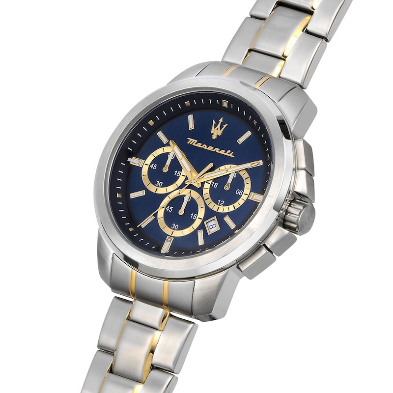 Main Image 4 of Maserati Successo Men's Blue Chronograph Dial Stainless Steel Two Tone Bracelet Watch