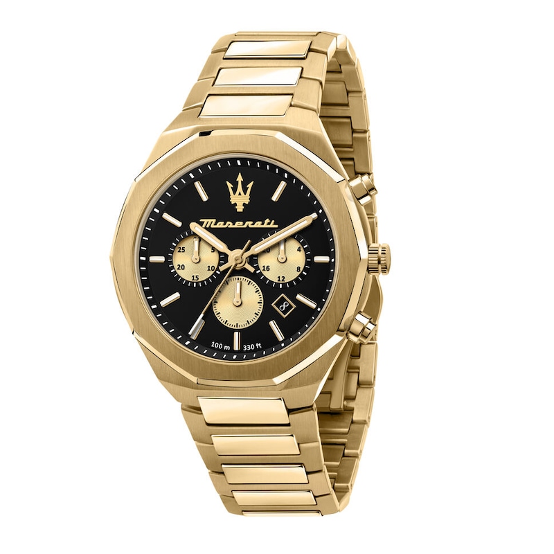 Main Image 1 of Maserati Stile Men's Black Chronograph Dial Gold Tone Bracelet Watch