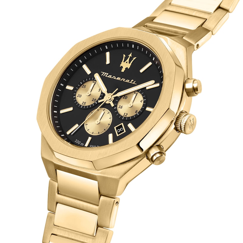 Main Image 4 of Maserati Stile Men's Black Chronograph Dial Gold Tone Bracelet Watch