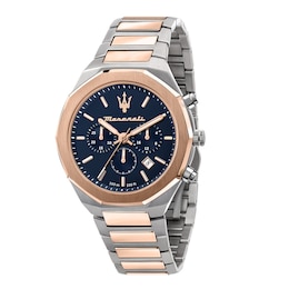 Maserati Stile Men's Blue Chronograph Dial Two Tone Stainless Steel Watch
