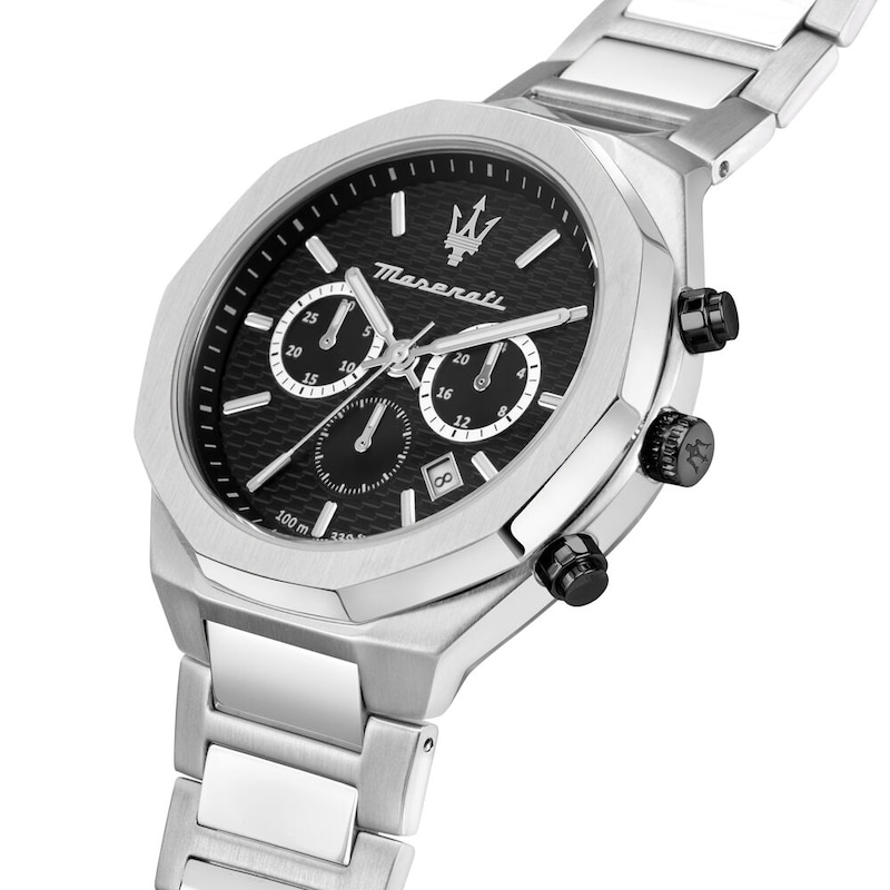 Main Image 4 of Maserati Stile Men's Black Chronograph Dial Stainless Steel Bracelet Watch