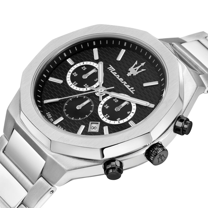 Main Image 5 of Maserati Stile Men's Black Chronograph Dial Stainless Steel Bracelet Watch