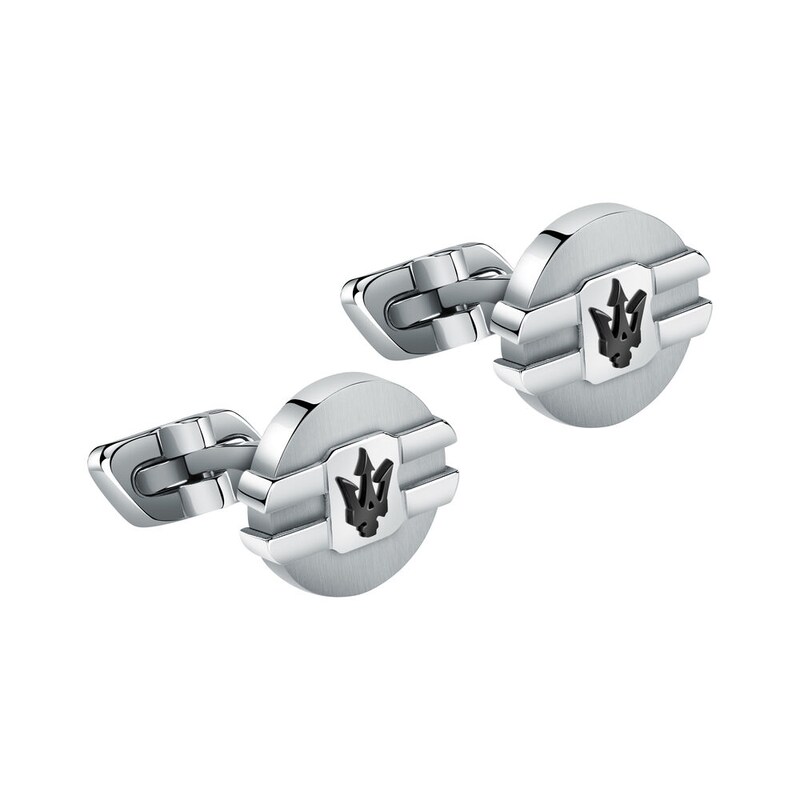 Main Image 1 of Maserati Black Ion Plated Logo Detailed Stainless Steel Cufflinks