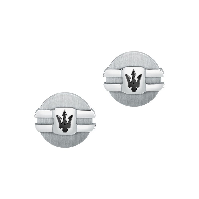 Main Image 2 of Maserati Black Ion Plated Logo Detailed Stainless Steel Cufflinks
