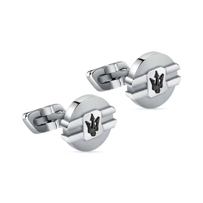 Main Image 5 of Maserati Black Ion Plated Logo Detailed Stainless Steel Cufflinks
