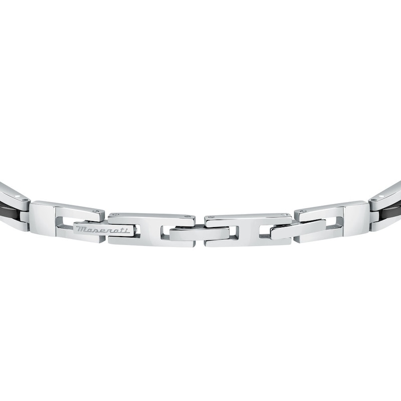 Maserati Men's Silver & Blue Tone Ceramic Detail Bracelet