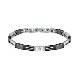 Maserati Men's Silver & Black Tone Ceramic Detail Bracelet