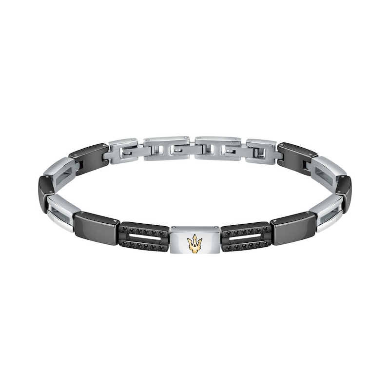 Main Image 1 of Maserati Men's Silver & Black Tone Ceramic Detail Bracelet