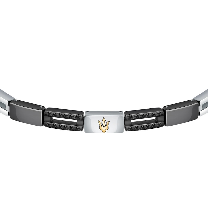 Main Image 2 of Maserati Men's Silver & Black Tone Ceramic Detail Bracelet