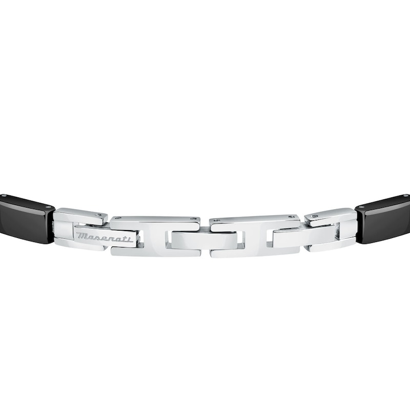 Main Image 3 of Maserati Men's Silver & Black Tone Ceramic Detail Bracelet