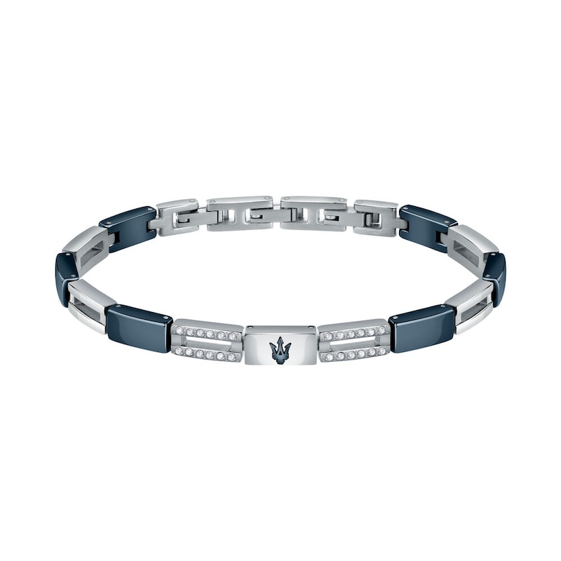 Main Image 1 of Maserati Men's Silver & Blue Tone Stone Set Detail Bracelet
