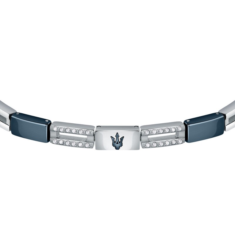 Main Image 2 of Maserati Men's Silver & Blue Tone Stone Set Detail Bracelet