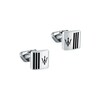 Thumbnail Image 1 of Maserati Black Enamel Logo Stripe Stainless Steel Cufflinks