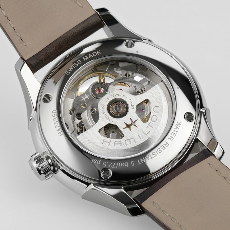 Main Image 5 of Hamilton Jazzmaster Skeleton Men's Blue Dial Brown Leather Strap Watch