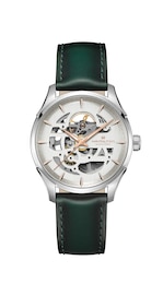 Hamilton Jazzmaster Skeleton Men's Black Dial Green Leather Strap Watch