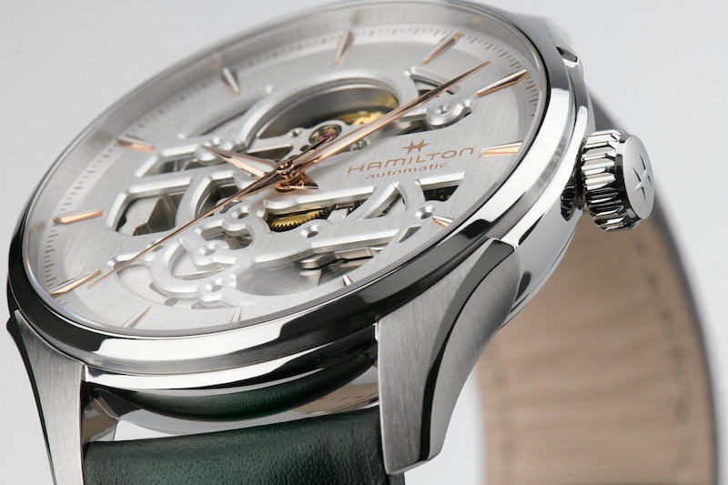 Main Image 2 of Hamilton Jazzmaster Skeleton Men's Black Dial Green Leather Strap Watch