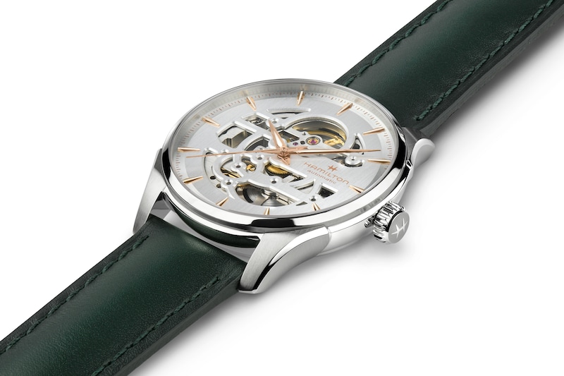 Main Image 3 of Hamilton Jazzmaster Skeleton Men's Black Dial Green Leather Strap Watch