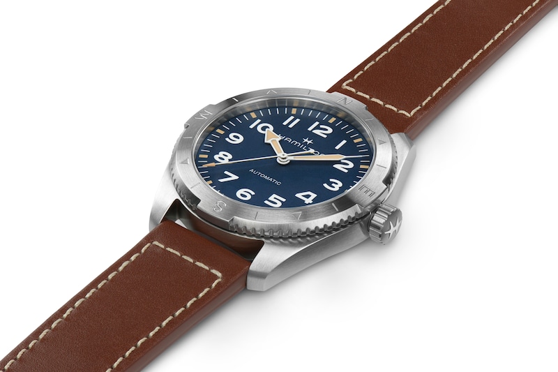 Main Image 2 of Hamilton Khaki Field Expedition Men's Blue Dial Brown Leather Strap Watch